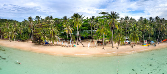 Panoramic view of May Rut island from above. This is a small island located in the Phu Quoc archipelago in Kien Giang province, Vietnam