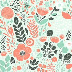 Seamless Floral Pattern, AI Generated