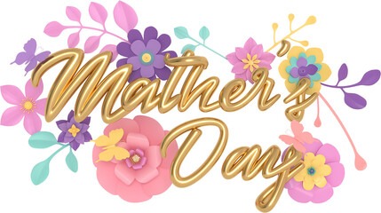 Access element for Mother's Day greeting card, 3D rendering of celebrations on special days.