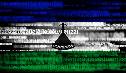 Flag of Lesotho on binary code. Modern technology concept
