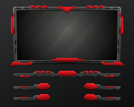 Abstract Black And Red Stream Overlay Game Interface Screen Panel Template