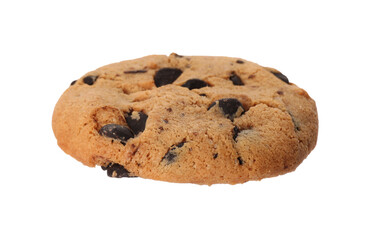 Delicious chocolate chip cookie isolated on white