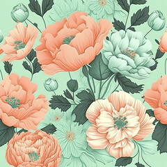 Seamless Floral Pattern, AI Generated