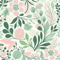 Seamless Floral Pattern, AI Generated