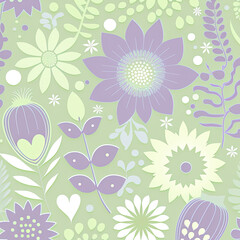 Seamless Floral Pattern, AI Generated