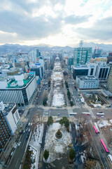 Fototapeta premium 北海道札幌市テレビ塔の展望台からの景色