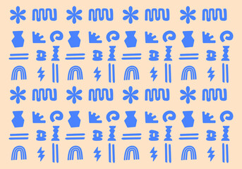 Colorfull matisse style pattern abstract shape background, universal shape element flower, nature, eye, clip art, stickers set bundle