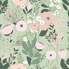 Seamless Floral Pattern, AI Generated