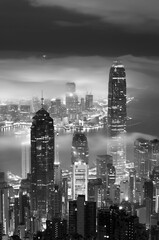 Skyline of Hong Kong city in fog - 582930582