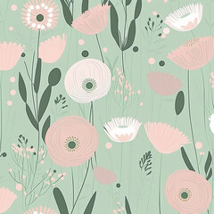 Seamless Floral Pattern, AI Generated