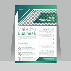Marketing business share idea with world business flyer design creative