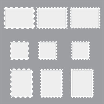 PrintSet of Postage stamp borders vector illustration.
