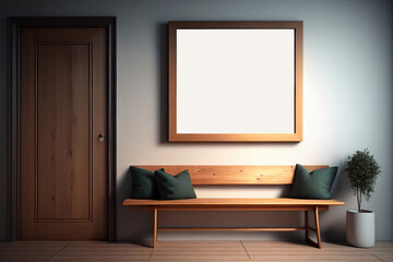 Blank mockup wooden frame  in modern home generative AI