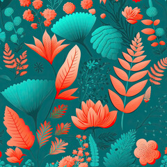 Seamless Floral Pattern, AI Generated