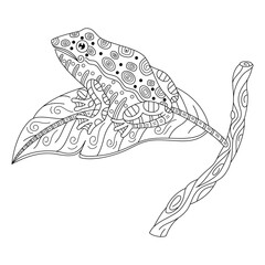 Hand drawn of frog in zentangle style
