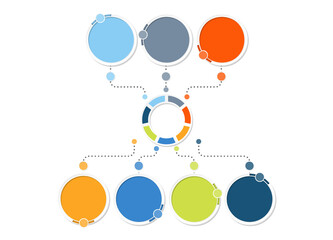 Process infographic with 7 steps, process or options.