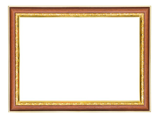 Naklejka premium antique golden brown picture frame isolated on white background,clipping path