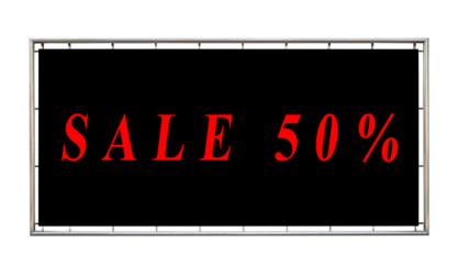 billboards with red word sale on black background isolated