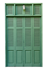green wooden door isolated