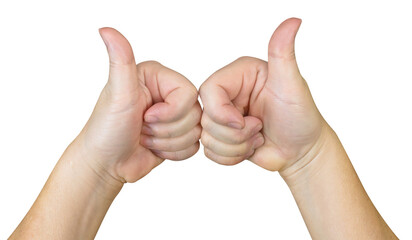 Two hands with thumb up isolated