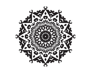 Black color Mandala vector Vintage Iliustration ornamental round ornament