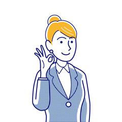 OKサインをだすビジネスウーマン