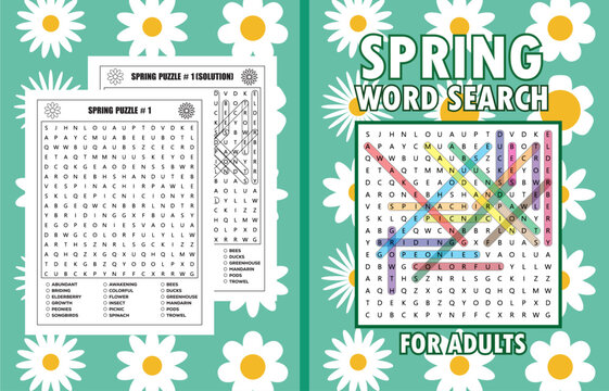 Spring Word Search Cover for Adults