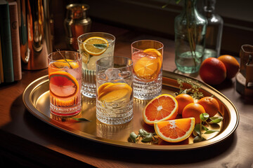 Gin and tonic featuring a medley of citrus fruits