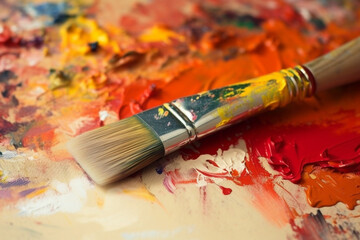 Fototapeta premium Brushes and Palette. painting tool. generative ai
