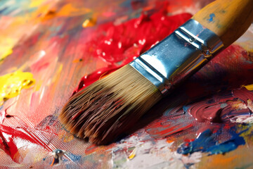 Fototapeta premium Brushes and Palette. painting tool. generative ai