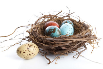 Obraz premium easter eggs in a nest. generative ai 