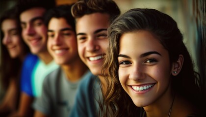 Obraz premium Group of Diverse and Empowered Hispanic Youth High School Students Working Together in Key Club : Power of Collaboration in Clubs, Sports Teams (generative AI)