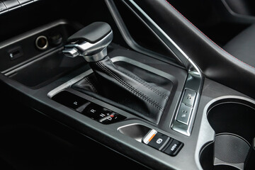 Plakat Gear shift. automatic transmission gear of car , car interior