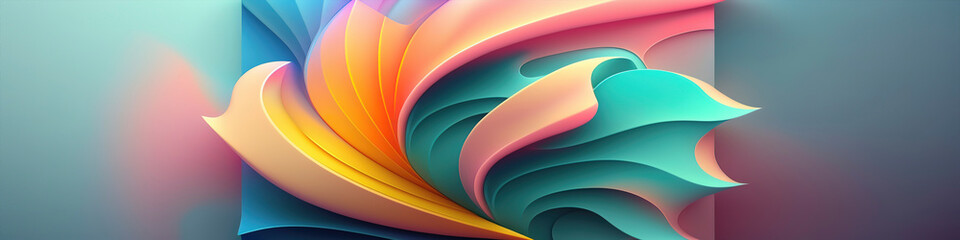 Gentle Pastel Color Scheme in Panoramic Abstract Art