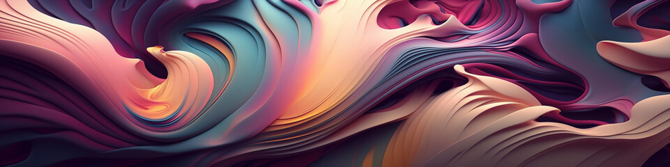Gentle Pastel Color Scheme in Panoramic Abstract Art