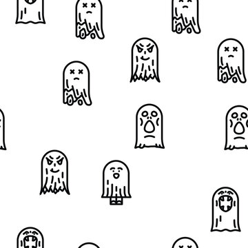 ghost halloween scary spooky vector seamless pattern