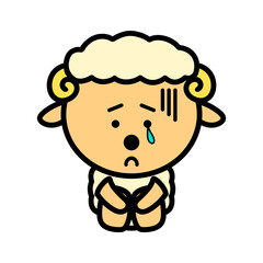 落ち込んでいるひつじ　イラスト