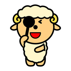 視力検査をするひつじ　イラスト	