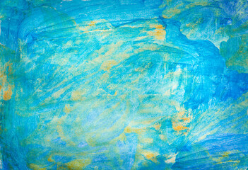 Fototapeta na wymiar Abstract Blue-yellow background painted with paints
