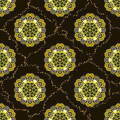  Seamless texture . Tribal style, ethnic motives. Using the oriental mandala pattern. Vector illustration. Endless pattern