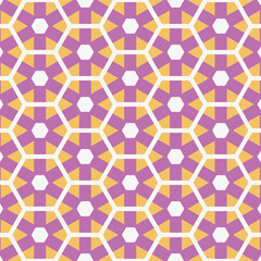 seamless hexagon pattern in purple, yellow and white colors for wallpapers, backgrounds and Indonesian batik cloth motifs