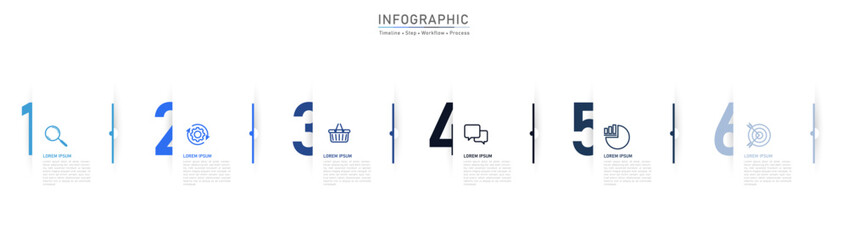 Business option infographic template. Minimal step workflow number icon presentations. Timeline diagram object vector.