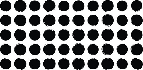 Grunge Circle Bold Line black abstract shape 50 Set 