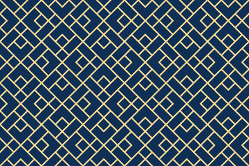 Abstract geometric pattern. A seamless vector background. Gold and dark blue ornament. Graphic modern pattern. Simple lattice graphic design