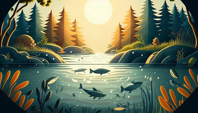 Creative illustration of beautiful landscapes