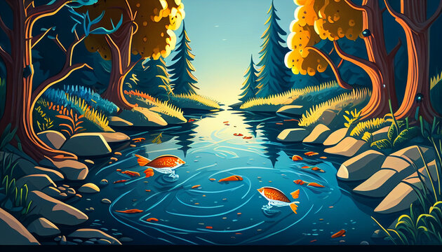 Creative illustration of beautiful landscapes