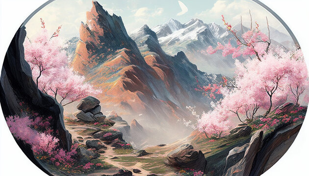 Illustration of a paradise landscape
