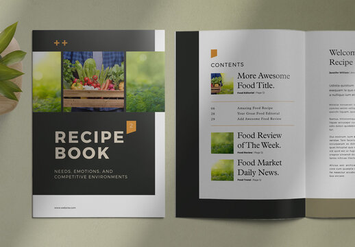 Food Brochure Layout Template with Green Background