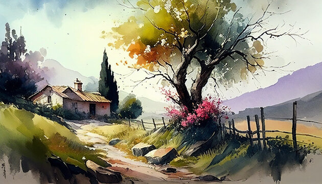 AI generated illustration houses