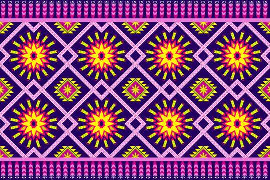 Geometric ethnic oriental pattern traditional Design for background,carpet,wallpaper,clothing,wrapping,fabric,Vector illustration.embroidery style.